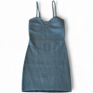 alo Denim Knit Mini Dress in Steel Grey XXS